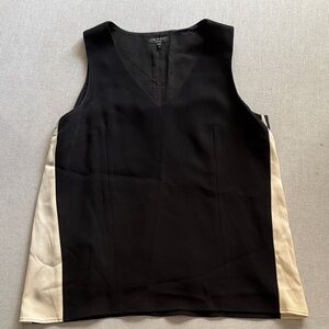 Rag & Bone Black and Cream Women's Top size large